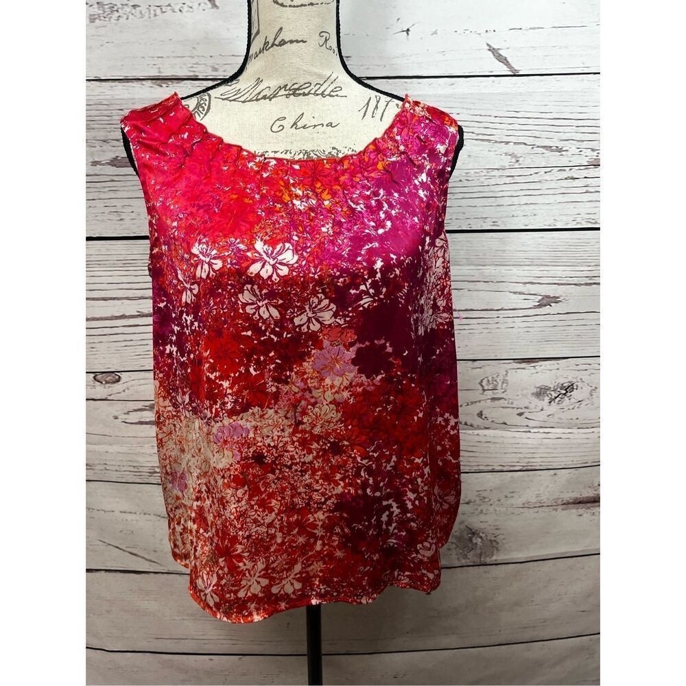 Coldwater Creek size medium pink/white/red sleeveless blouse - 3044
